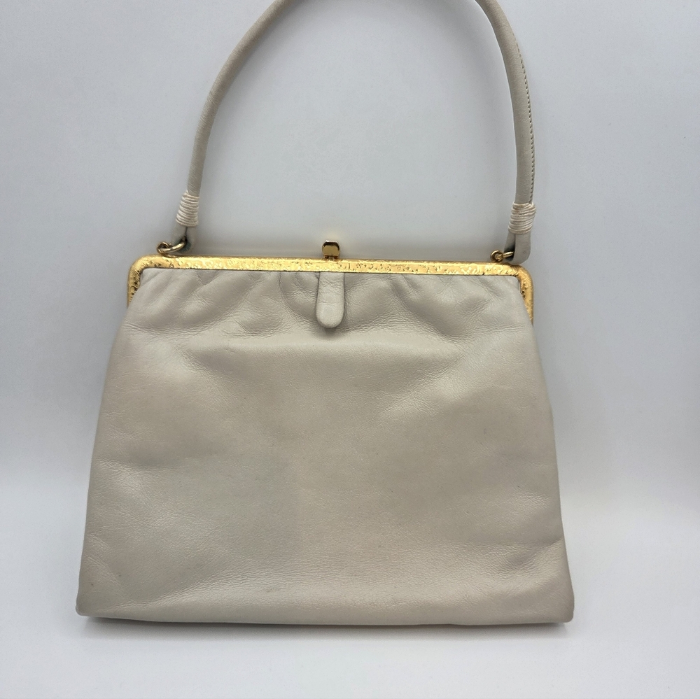 Vintage Rosenfeld Ivory Leather Handbag